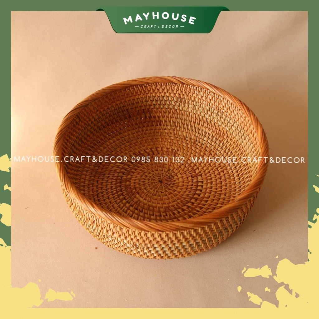 Khay mâm mây tre đan MAYHOUSE CRAFT&DECOR đựng thức ăn, trang trí bàn ăn, decor chụp ảnh