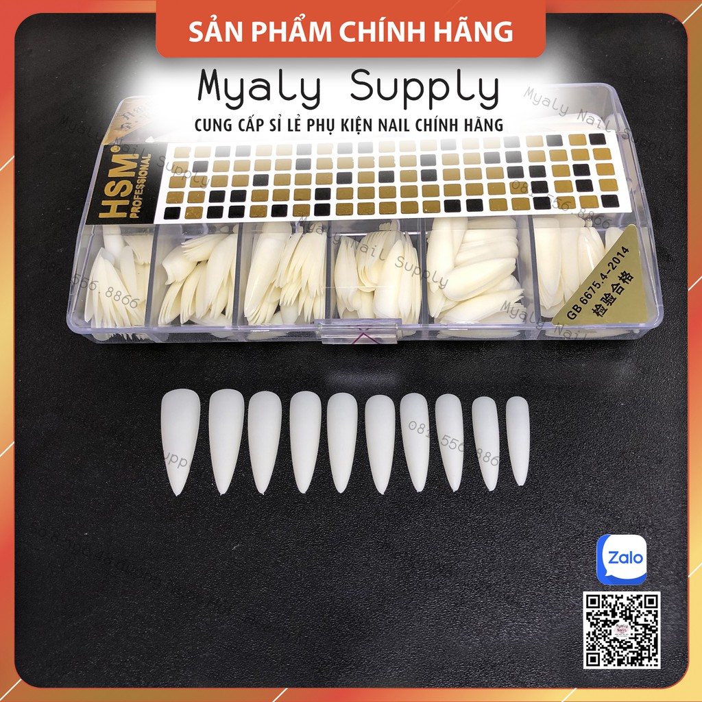 Móng Úp Thiết Kế HSM Nhám Thang Vuông Nhọn Tròn Bầu Trong Đục 500Pcs