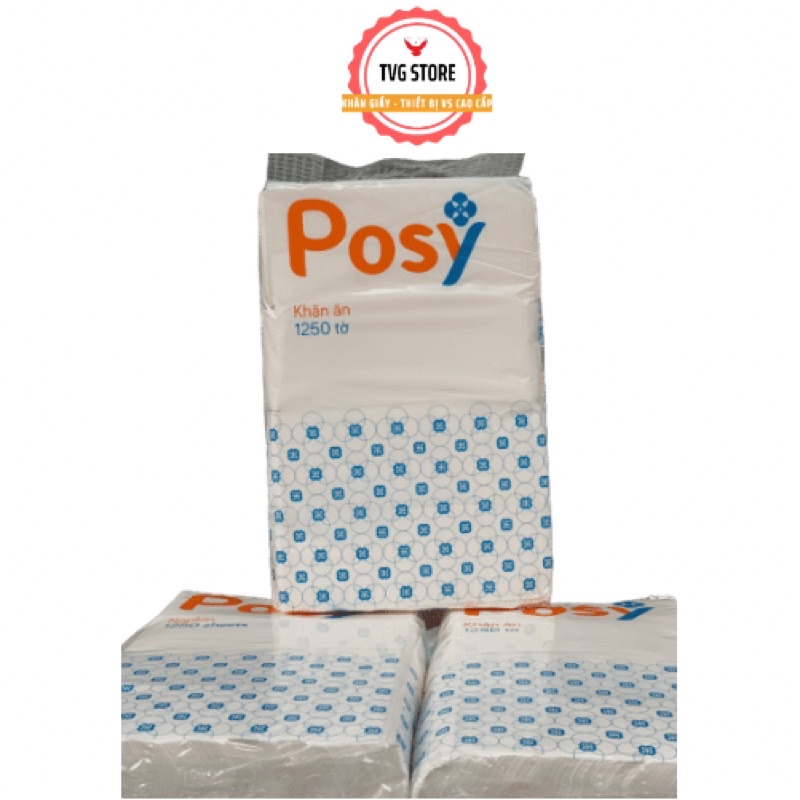 Khăn giấy ăn Posy vuông khổ nhỏ siêu dai mềm mại - 1250 tờ/ túi (1kg)