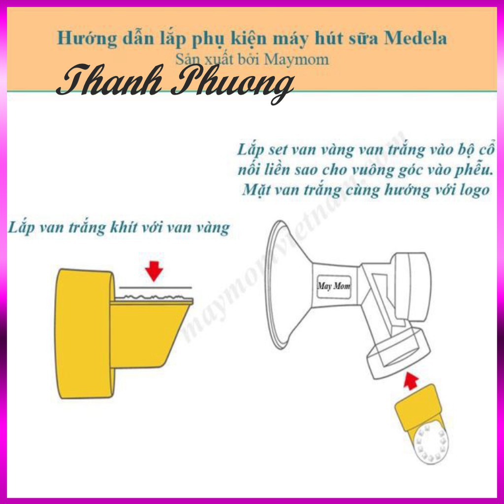 1 Van trắng, van vàng Maymom - Tương thích Máy hút sữa Medela Pump in Style, Symphony, Swing đơn, Harmony, M