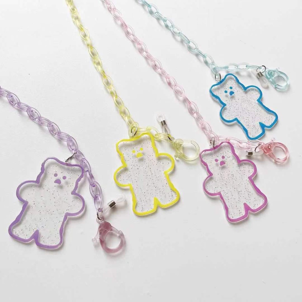 Dây Đeo Mặt Nạ acrylic Màu Kẹo Hình Gấu Hoạt Hình Sáng Tạo
