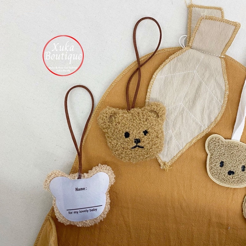 Name Tag Gấu Treo Cặp Cho Bé / Móc Treo Túi Đi Học Cho Bé 🧸