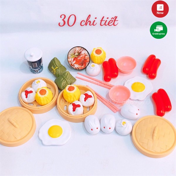 [HOT - NHỰA TỐT] Hộp đồ chơi nấu ăn Dimsum bánh bao, trứng, há cảo, .. 30 chi tiết đẹp M101-B6