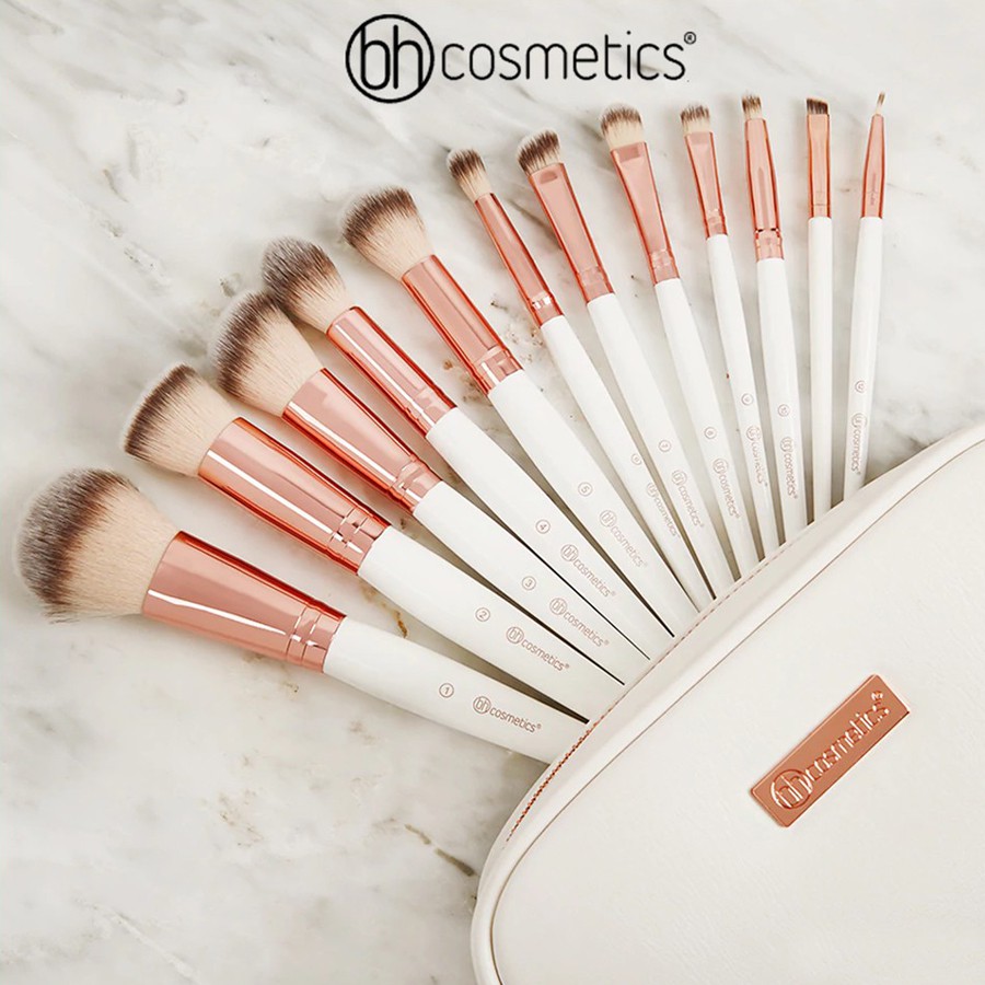 Bộ Cọ Trang Điểm BH Cosmetics Rose Romance 12 Piece Brush Set With Cosmetic Case