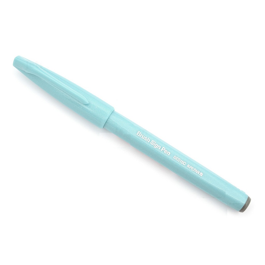 Bút lông đầu cọ viết calligraphy Pentel Fude Touch Brush Sign Pen - Màu xanh nhạt (Pale Blue)