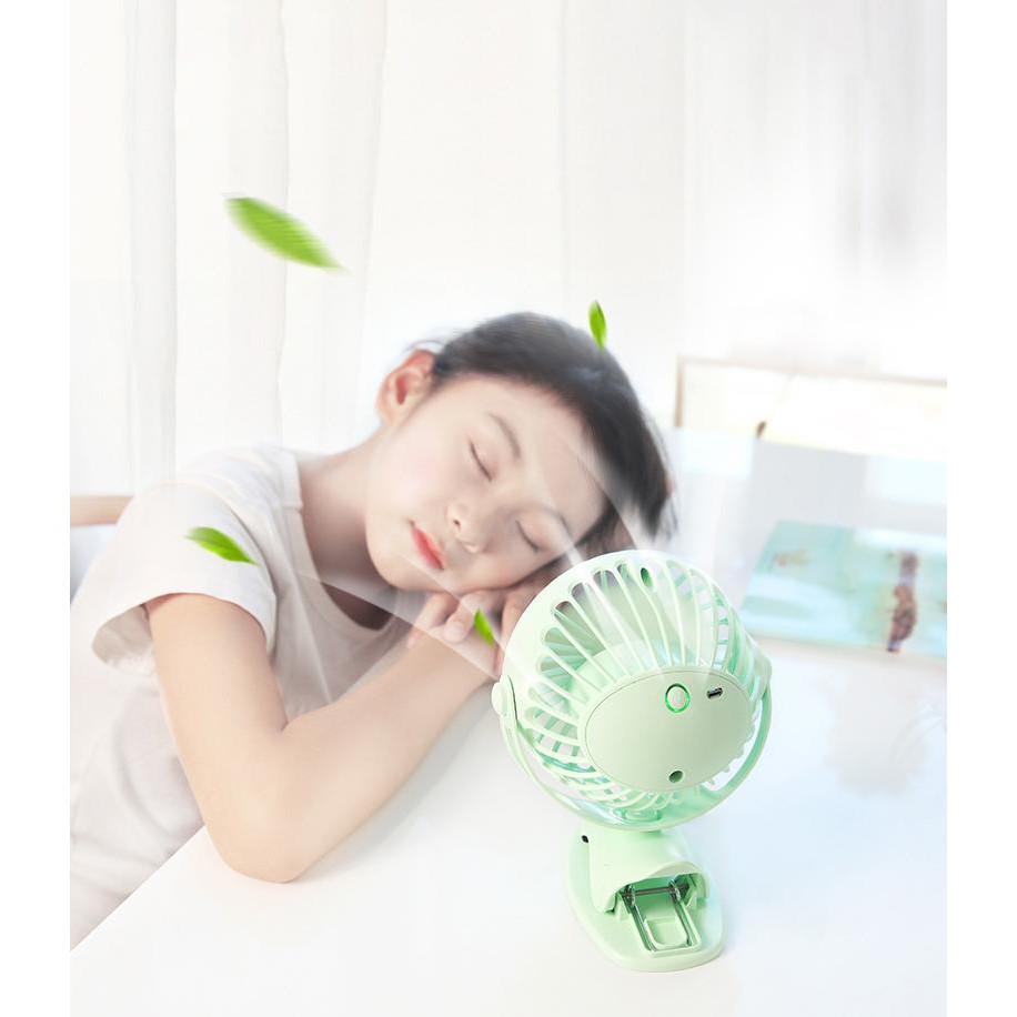 Quạt sạc mini xoay góc 720 độ, đế kẹp đa năng hoặc đặt bàn, an toàn cho trẻ với 4 nấc (2500mAh) YOOBAO F04 | BigBuy360 - bigbuy360.vn