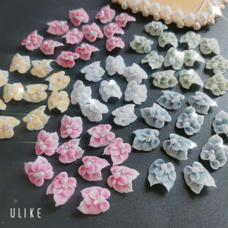 Hoa bột nail xinh-hoa chân-hoa bột trang trí móng chân thiết kế