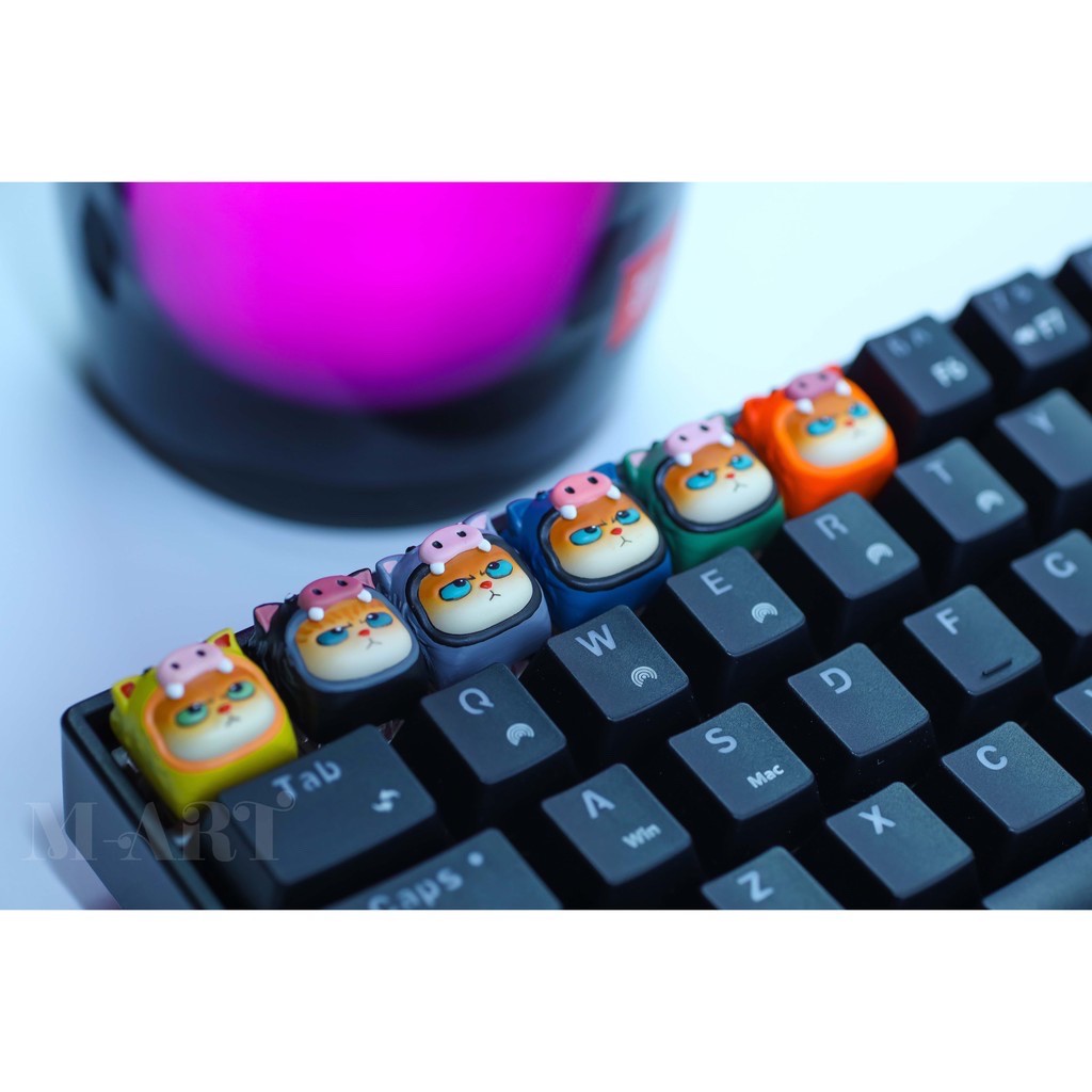 Keycap - Nút Bàn Phím Gaming - Nút Bàn Phím Cơ Mặt Mèo Hờn Dỗi  - Heo Rừng - KC017