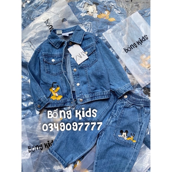 Áo Khoác &amp; Jogger Denim Bé Trai Mickey&amp;Pluto ZR(bán lẻ áo lẻ quần)