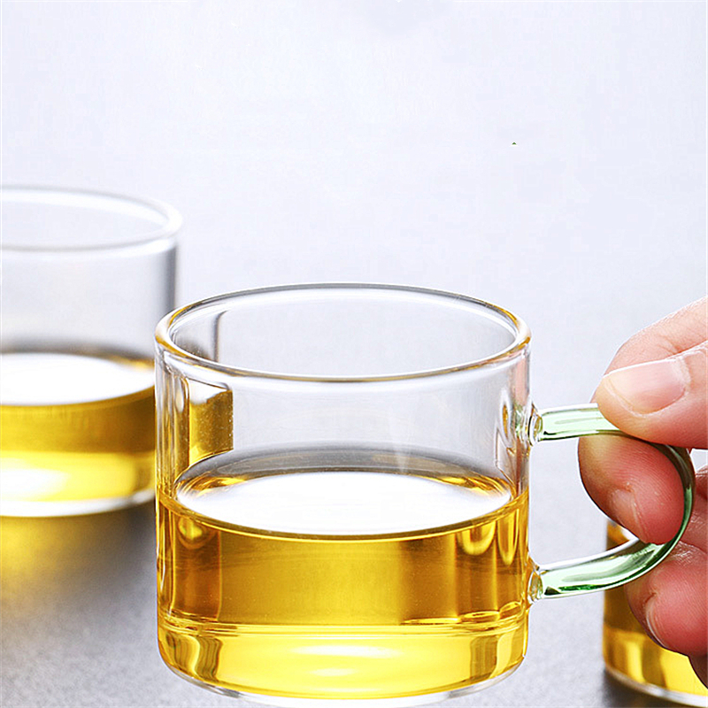 100ML Cốc thủy tinh trong suốt Kung fu Trung Quốc Tách trà Du lịch ngoài trời có tay cầm Bộ tách trà chống đóng cặn Bộ tách trà chống bỏng