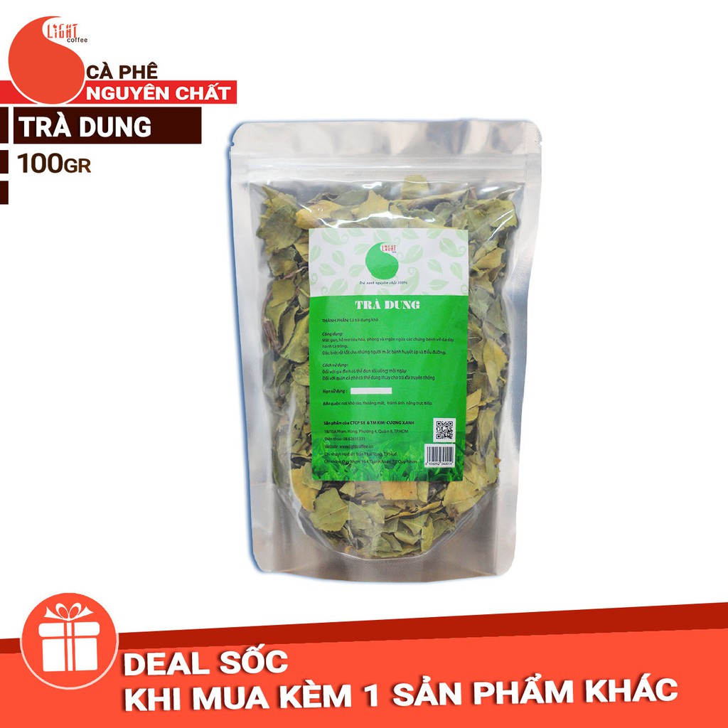 Trà dung (chè dung) gói 100g phơi khô - Lá trà phơi khô - Light Tea - Trà nội địa giá rẻ