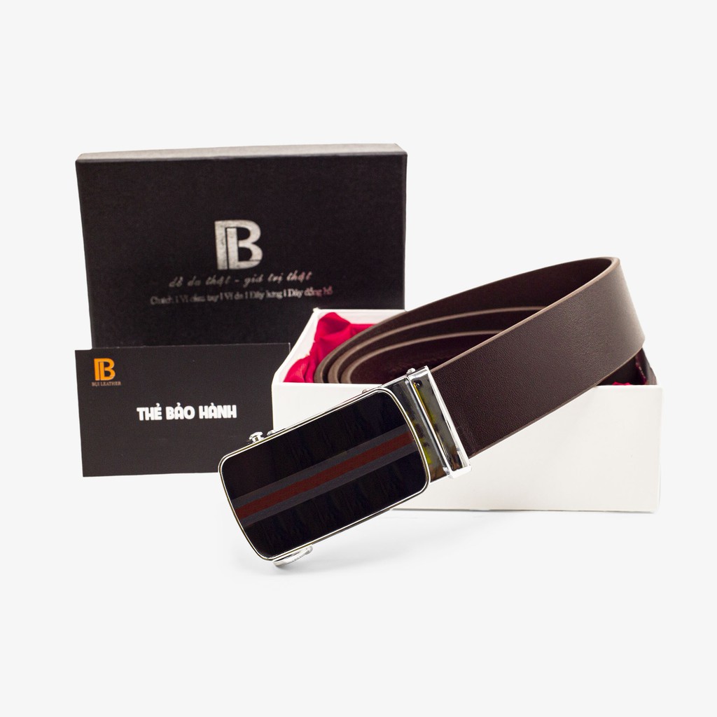 Dây lưng nam da bò nguyên tấm màu nâu L111 cao cấp-khóa tự động nhiều mặt lựa chọn