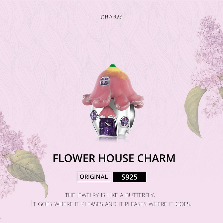 Hạt trang sức BAMOER SCC2154 bằng bạc 925 hình bông hoa hợp thời trang