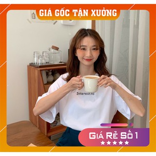 [FreeShip-Hàng Auth] Áo Thun Nữ Unisex Free Size Kiểu Dáng Tay Lỡ INTERESTNG 40-65Kg