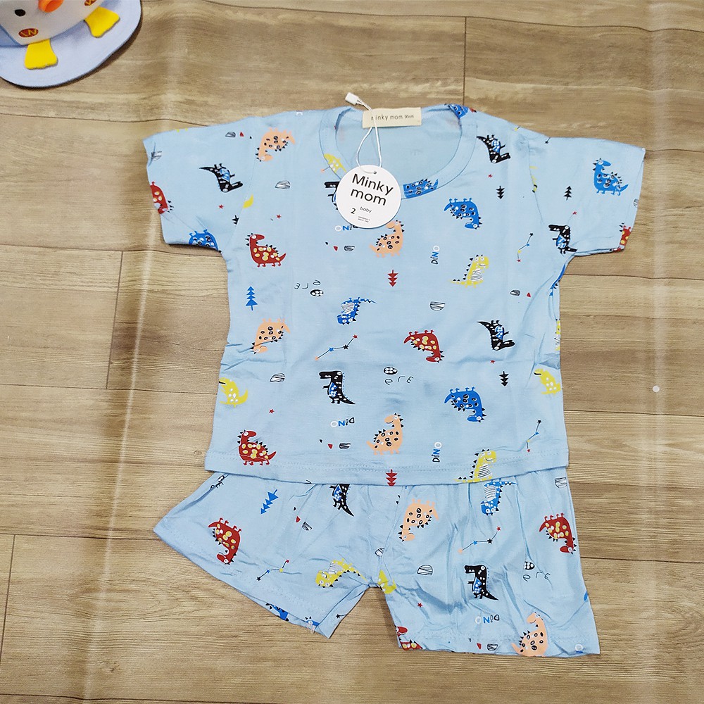 [Mã FASHIONT4FA2 giảm 10K đơn 50K] Bộ quần áo cộc tay thun lạnh IN HÌNH Minky Mom cho bé (3-15kg)