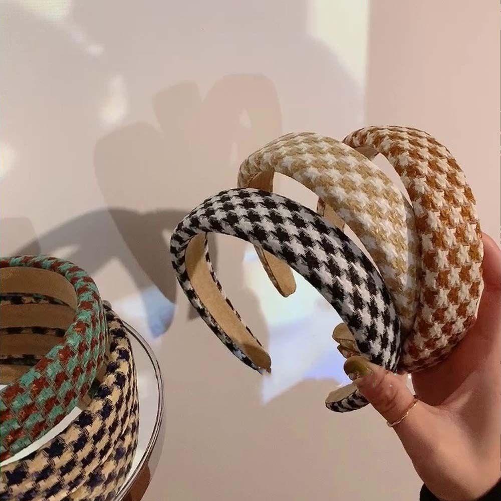 ANEMONE Băng Đô Cài Tóc Họa Tiết Caro Thanh Lịch Cho Nữ