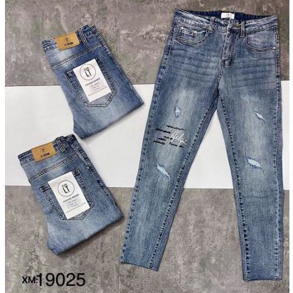 Quần jean nam cao cấp rách gối in chữ co giãn chất bò mẫu mới nhất tara_shop96