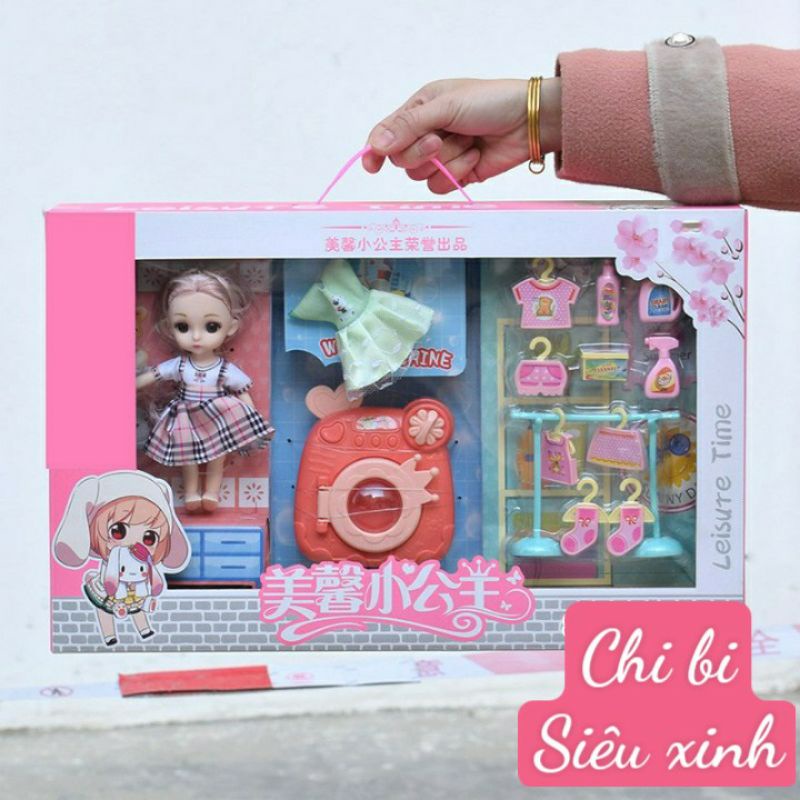 Đồ chơi Búp bê chi bi khuôn mặt xinh xắn có khớp với phụ kiện máy giặt , quần áo