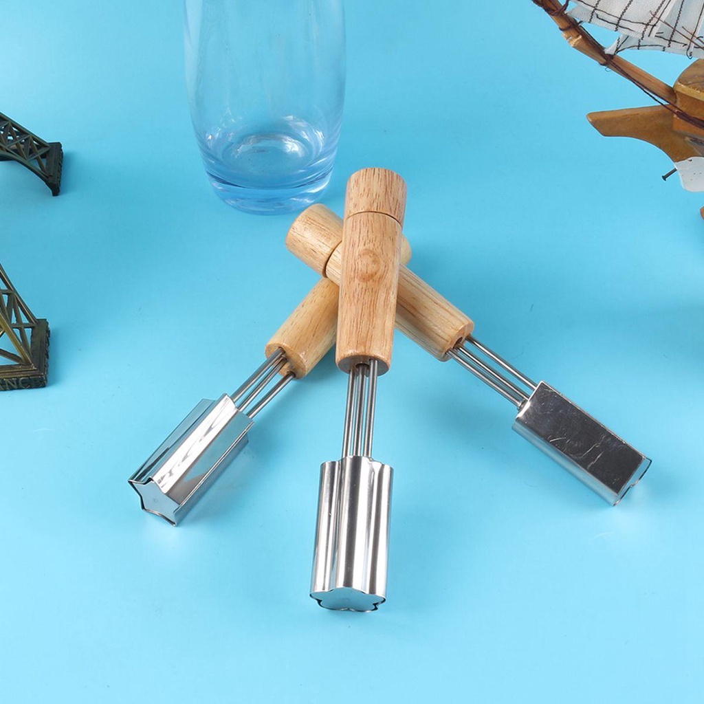Khuôn Làm Bánh Quy Bằng Thép Không Gỉ Tay Cầm Bằng Gỗ DIY