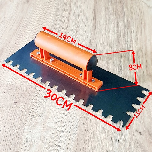 Bay Thép Chữ Nhật 30x11cm Rãnh 2 Cạnh Liền Kề Răng Cưa Lớn 1x1cm Cán Nhựa Bắt Vít Thi Công Xây Dựng Chuyên Dụng