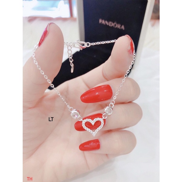 lắc tay tim bạc phong cách