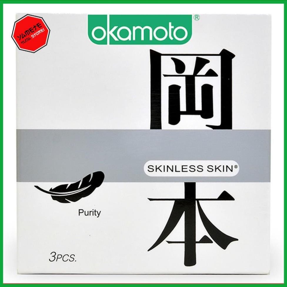 [Tặng mã YAMETETD 8K] Bao Cao Su Okamoto Skinless Skin Purity Không Mùi Tinh Khiết Hộp 3 Cái