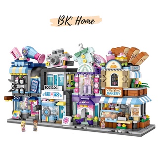 Đồ chơi lắp ráp building blocks mô hình cửa hàng tiện lợi- hair salon-photo studio- bakery-clothing store
