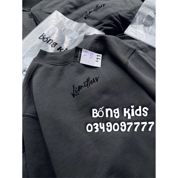 Bộ Nỉ Bé Trai &amp; Bé Gái Thêu Limitless Ghi Xám PR