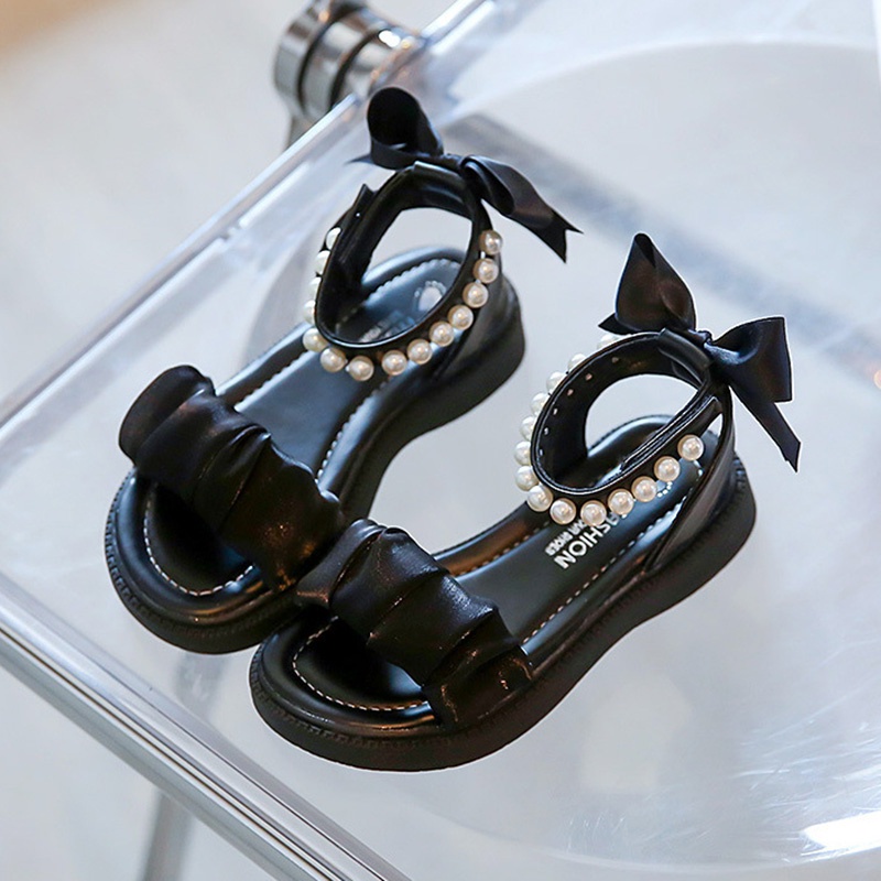 Sandal Đế Mềm Đính Nơ Và Ngọc Trai Cho Bé Gái