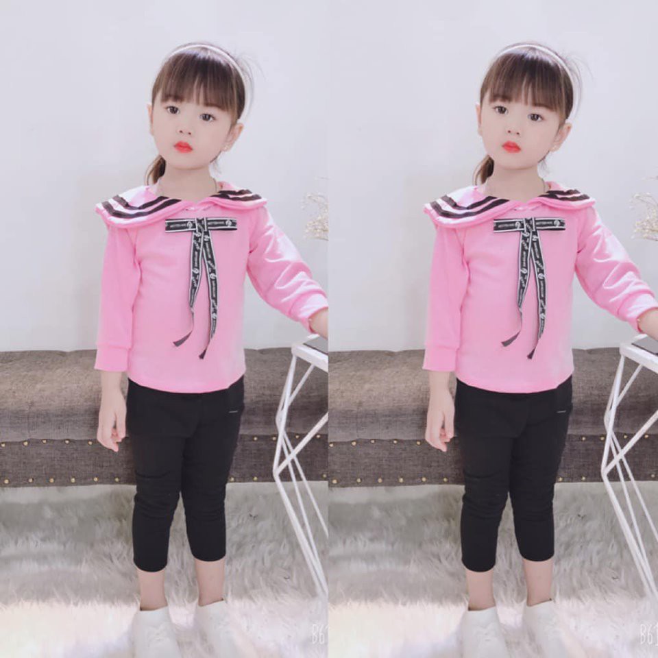 combo 2 ri đo 2 ri xanh bộ da cá bé gái