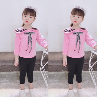 Combo 2 ri đo 2 ri xanh bộ da cá bé gái