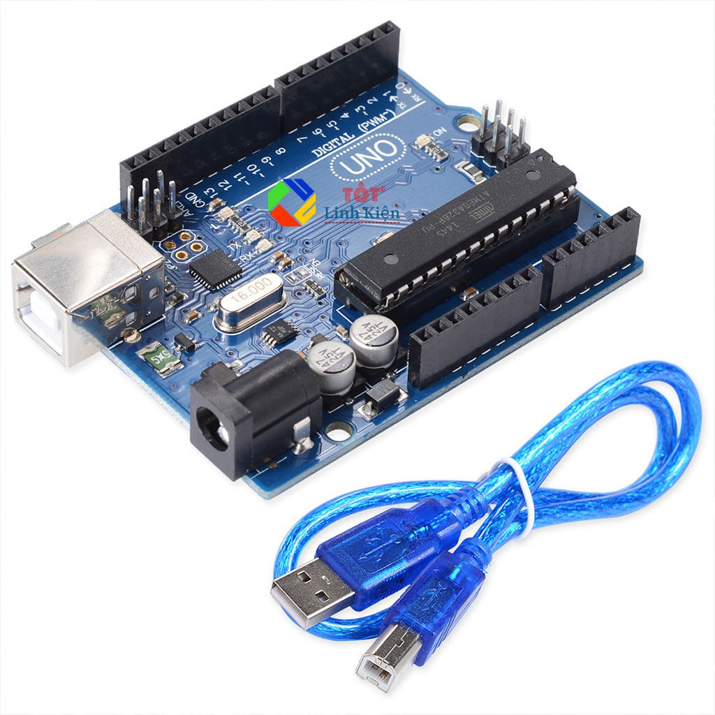 Board Arduino Uno R3 Chip cắm + Kèm cáp nạp USB