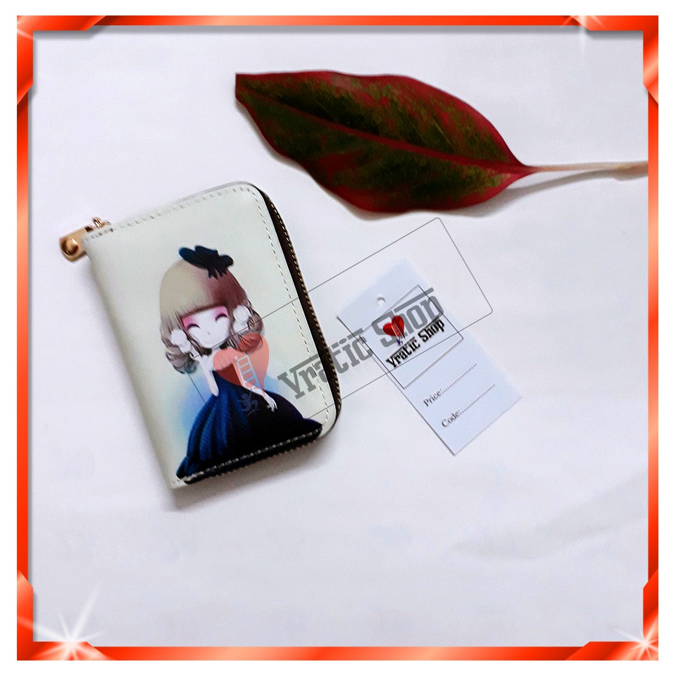 Ví Mini Họa Tiết Cô Gái Trẻ Trung, Cá Tính VN003 [ ảnh shop tự chụp]