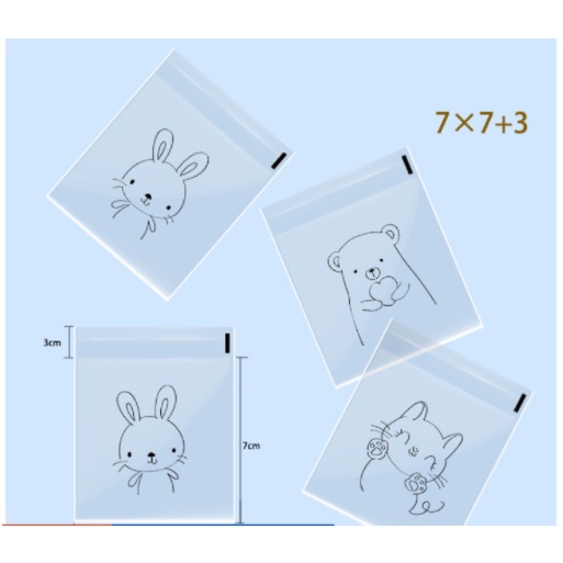 Túi dán miệng 7x7+3 cm hình mèo