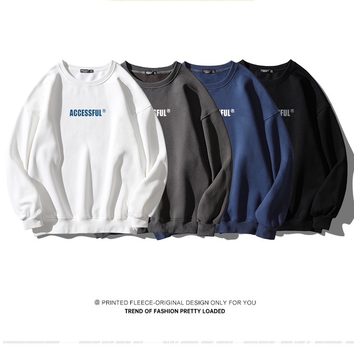 Áo SWEATER Nỉ Cổ Tròn Phối Chữ ACCESSFUL Thời Thượng, Nỉ Ngoại Siêu Dày Mịn Thiết Kế Trẻ Trung Năng Động Mã GAREM