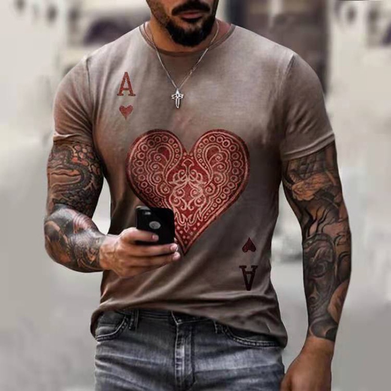 Áo Thun Tay Ngắn In Hình Lá Bài Poker A 3D Thoáng Khí Thoải Mái Size XXS-5XL Thời Trang Harajuku Cho Nam