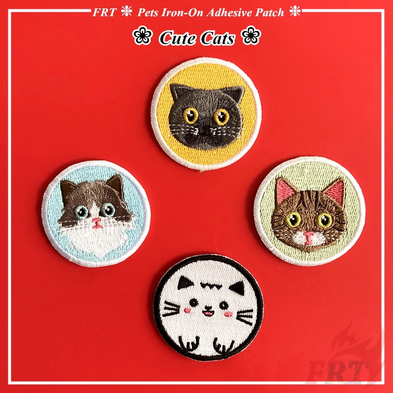 Set 1 / 4 Sticker Ủi Thêu Hình Mèo Dễ Thương (Kích Thước 4.4cmx4.4cm)