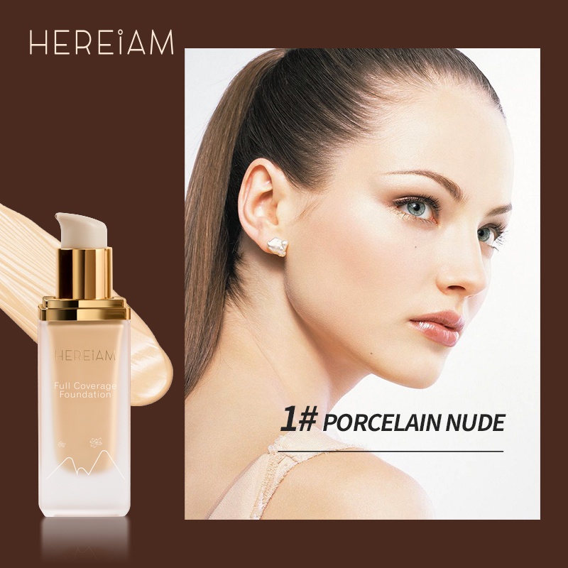 [Hàng mới về]Kem nền HEREIAM dạng lỏng che khuyết điểm mắt lỗ chân lông màu nude tự nhiên 35ml