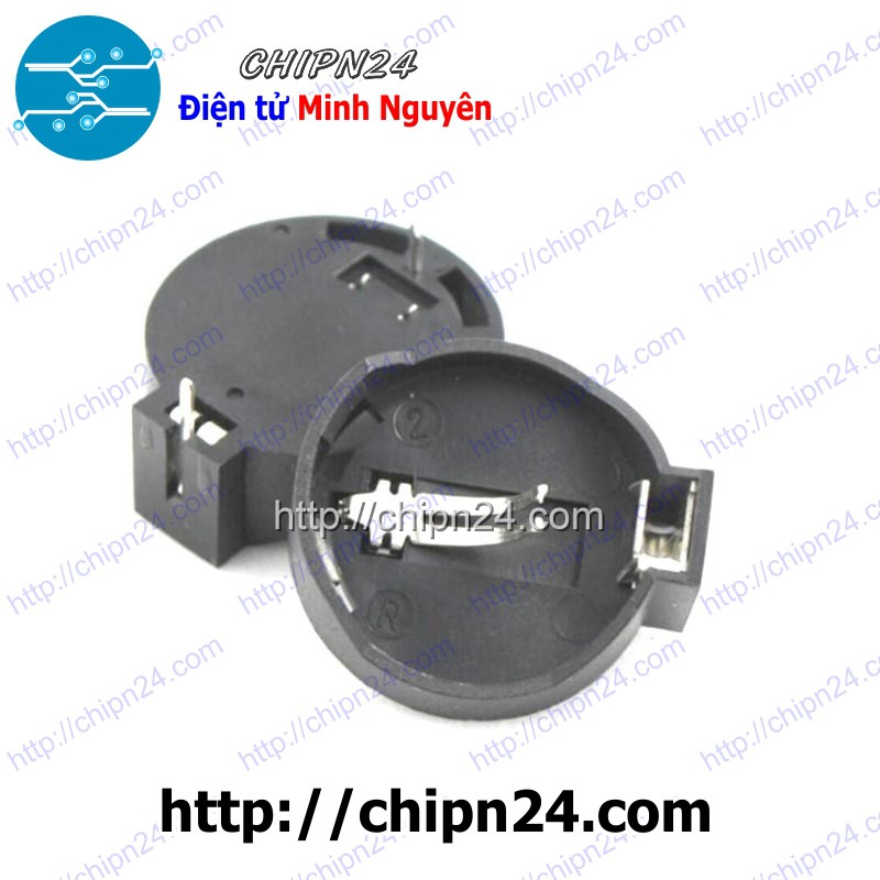 [2 CÁI] Đế Pin CR2032 DIP Nhựa Đen, Đế pin CMOS