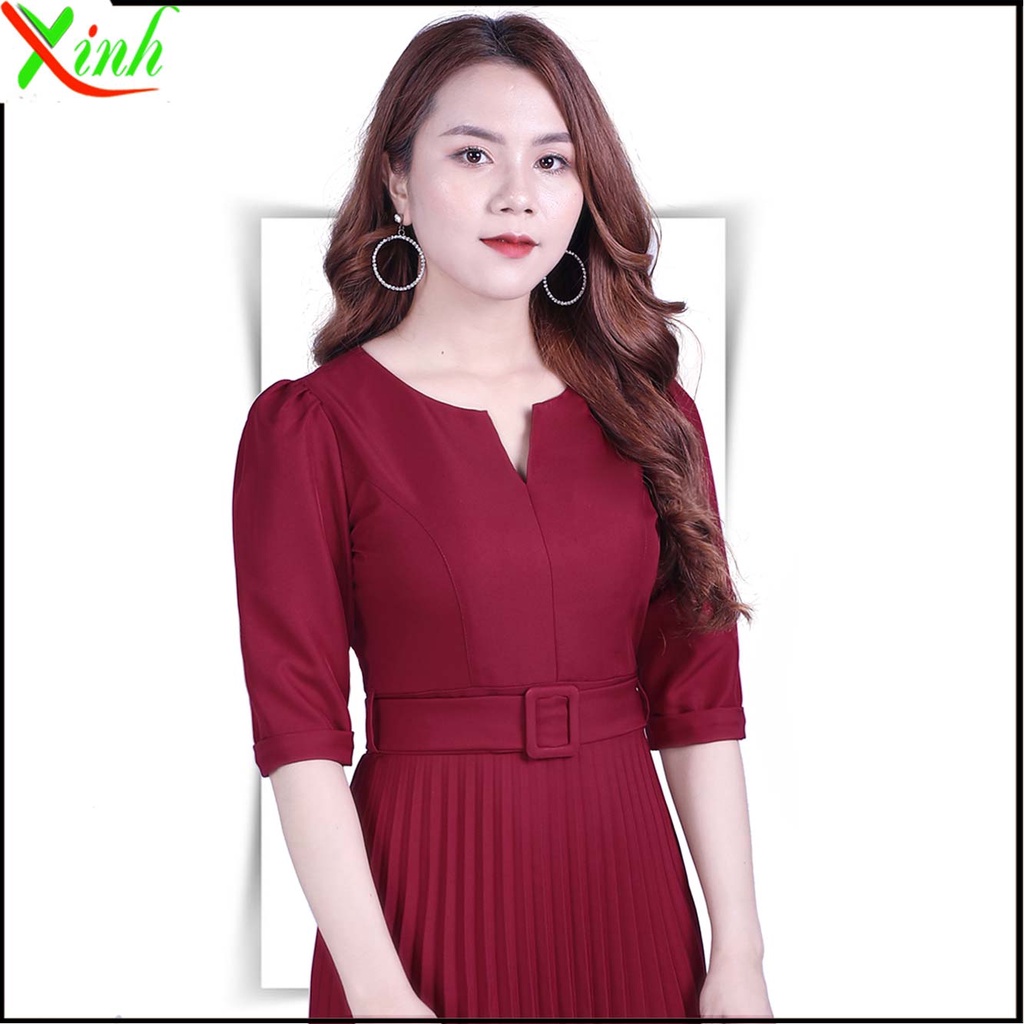 Đầm dập ly đỏ đô ThoiTrangXinh DL675