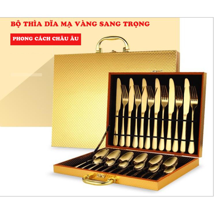 Bộ Thìa Dĩa Mạ Vàng 16 Món, 24 Món Sang Trọng Cao Cấp