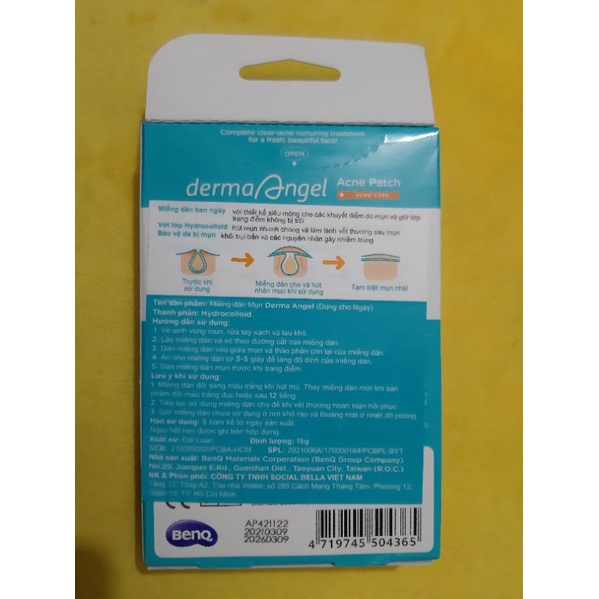 Miếng dán mụn Ban ngày và Ban đêm Derma Angel