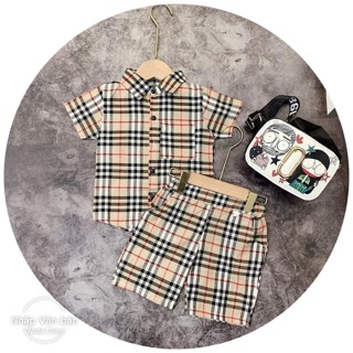 Bộ kẻ bbr chất thô mềm cho bé từ 8-17kg