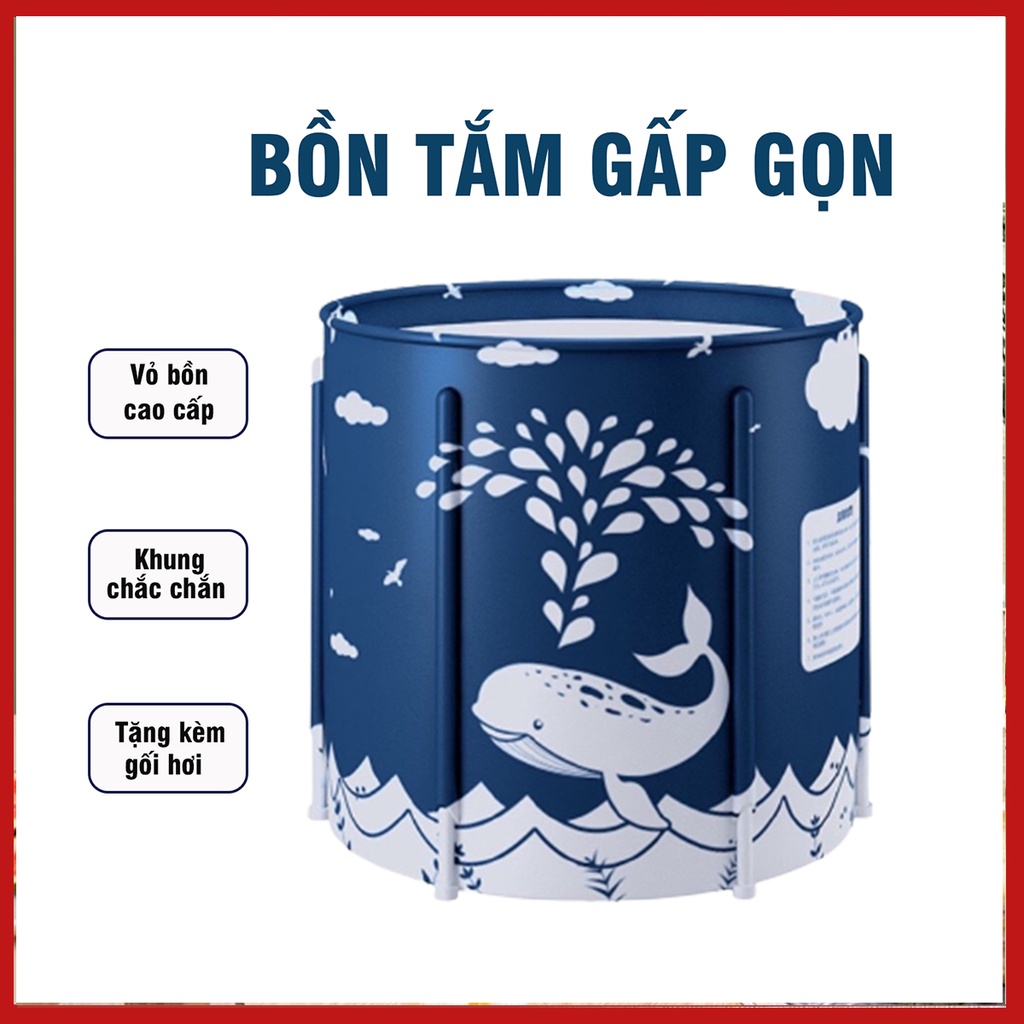 Bồn tắm gấp gọn cho người lớn 6 lớp dày dặn, chống thấm, cách nhiệt lên đến 3 giờ, tiện dụng khimang đi du lịch