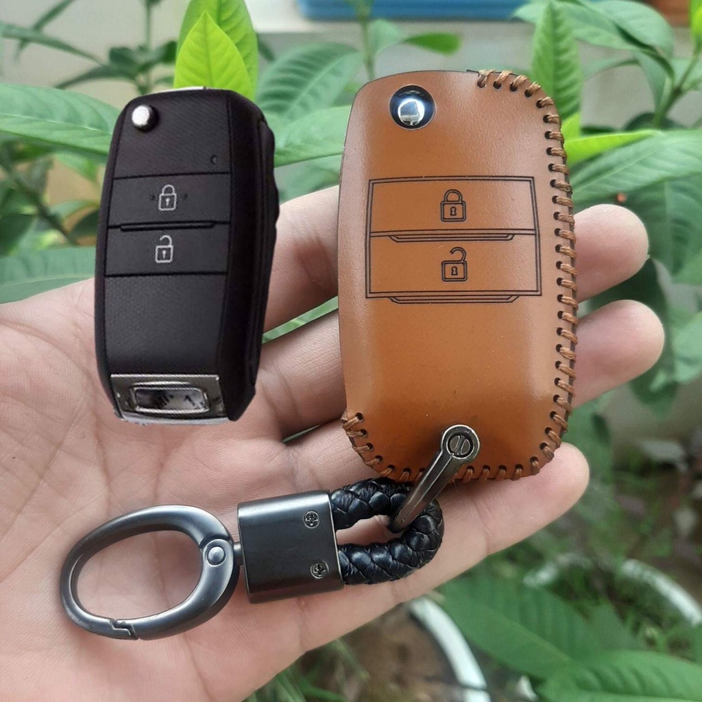 Bao da chìa khoá ô tô KIA Morning, Suluto loại 2 nút điện gập