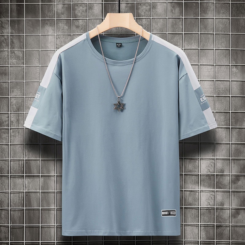 Áo Thun Cotton Tay Ngắn Cổ Tròn Dáng Rộng Trẻ Trung Phong Cách Hàn Quốc Cho Nam