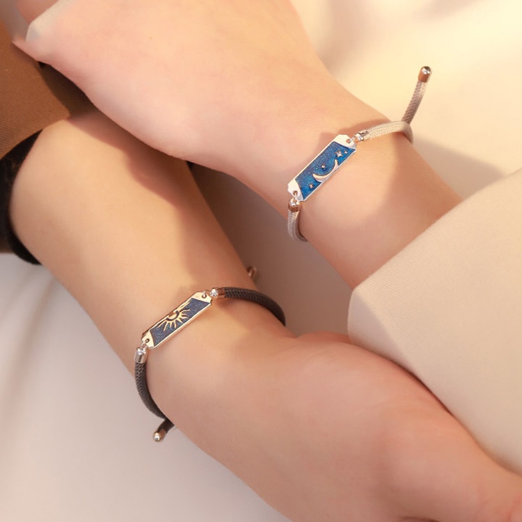 Vòng Tay Dây Bện Mặt Trời Và Mặt Trăng Thời Trang Cho Cặp Đôi