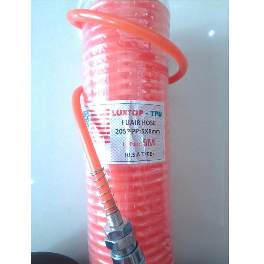 Dây hơi PU khí nén xoắn 5 x 8mm Luxtop, chính hãng 6m ,9m, 12m , 15m