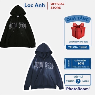 Áo khoác hodie có khoá kéo form rộng chữ JUMP🎁𝐅𝐫𝐞𝐞𝐬𝐡𝐢𝐩🎁 vải dày ảnh thật form to 75kg dáng thụng phù hợp cho nam nữ