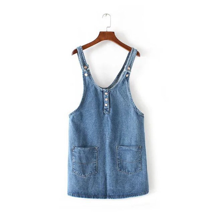 AQZ200101 Yếm váy jeans đơn giản